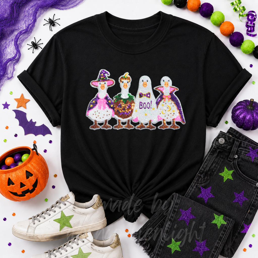 Silly Goose Halloween Sequin Patch Tshirt