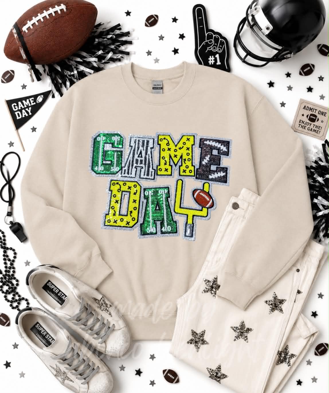Game Day Plays Football Sequin Patch Sweatshirt
