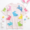Pink Easter Bunny Poofs Spring Real Sequin Tshirt