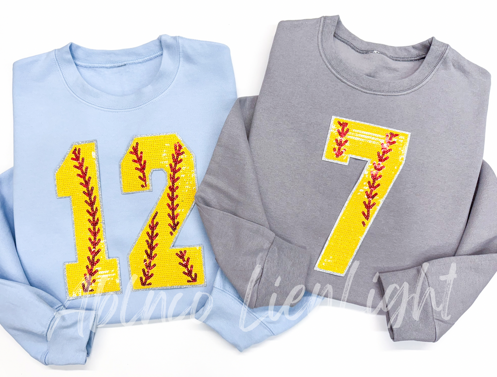 Softball Numbers Sequin Patch - Large