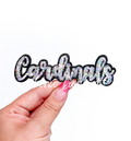 Cardinals Mascot Script Sequin Patch - Small