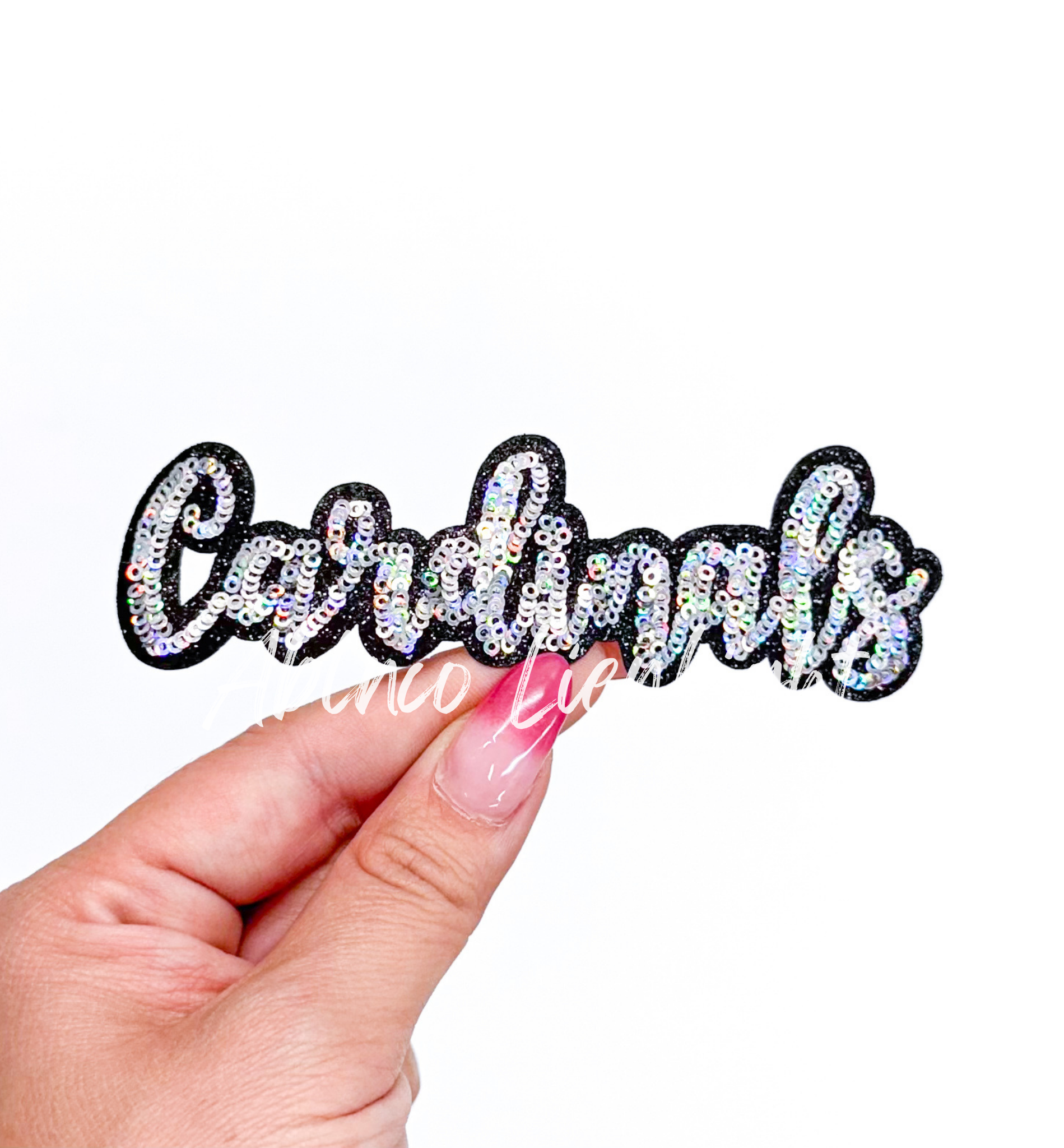 Cardinals Mascot Script Sequin Patch - Small