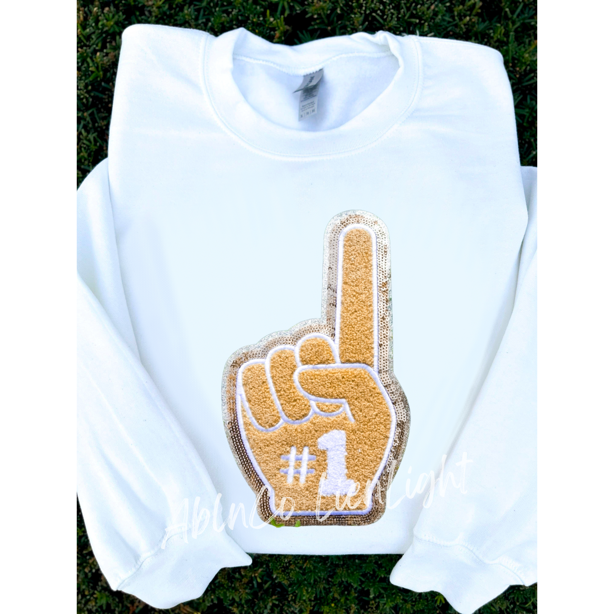 Gold Game Day Foam Finger Chenille Patch - Large