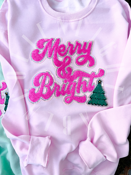 Merry & Bright Pink Christmas Sweatshirt