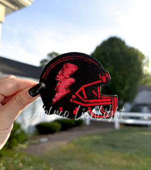Black Cheer Bow Megaphone Poms Sequin Patch - Small