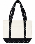 Black Polka Dot Canvas Large Tote Bag