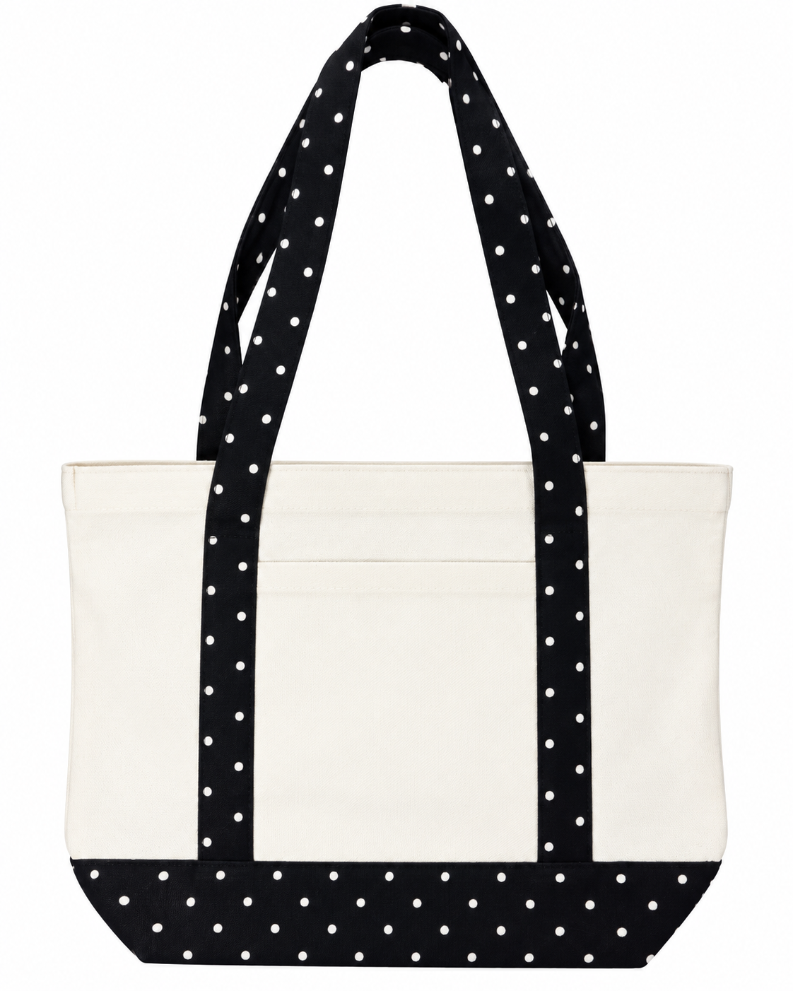 Black Polka Dot Canvas Large Tote Bag