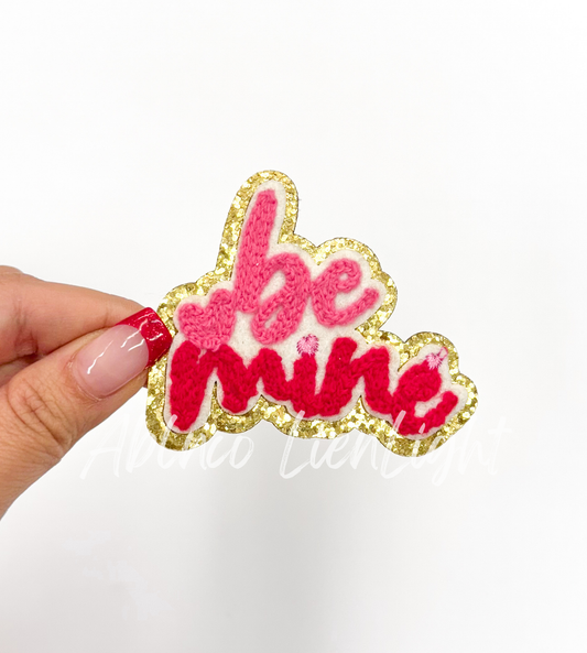 Small Be Mine Valentines Chenille Glitter Patch