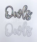 Owls Mascot Script Sequin Patch - Large