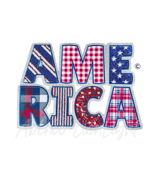America 4th of July Sequin Patch - Large