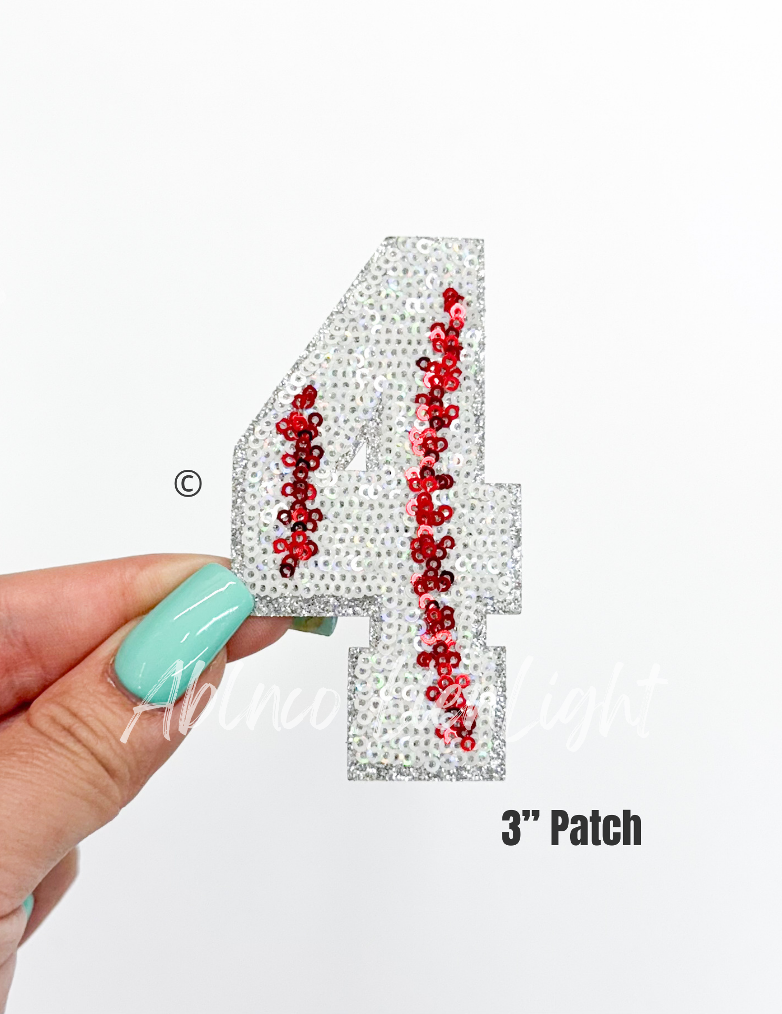 Baseball Numbers Sequin Patch - Small