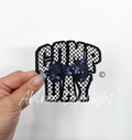 Navy Cheer Comp Day Bow Sequin Patch