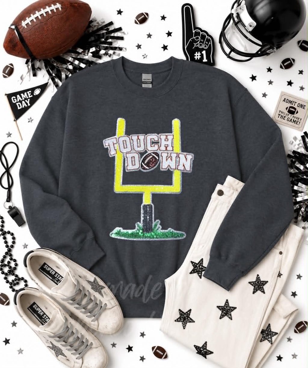 Touchdown Post Football Sequin Patch Sweatshirt