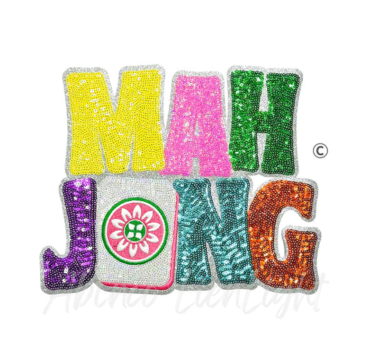 Colorful Mahjong Sequin Patch - Large