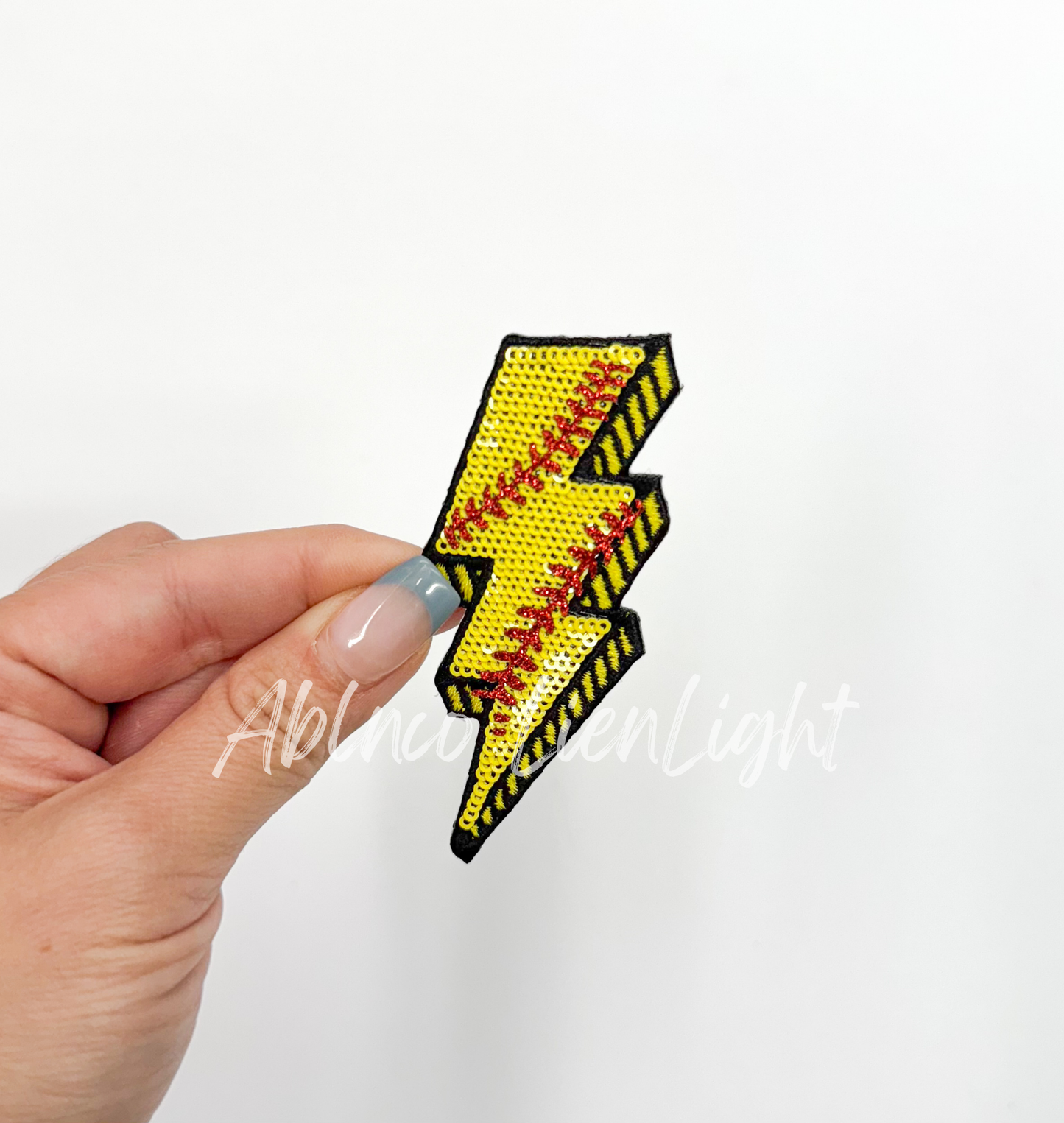 Softball Sequins Lightning Bolt Patch