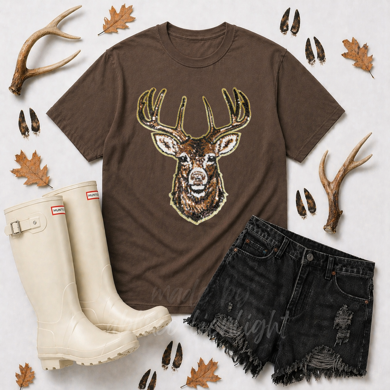 Deer Hunting Sequin Patch Tshirt