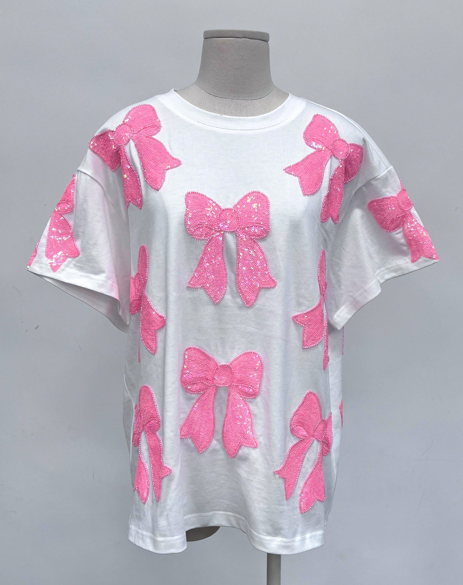 Sparkles Sequins Pink Bow TShirt