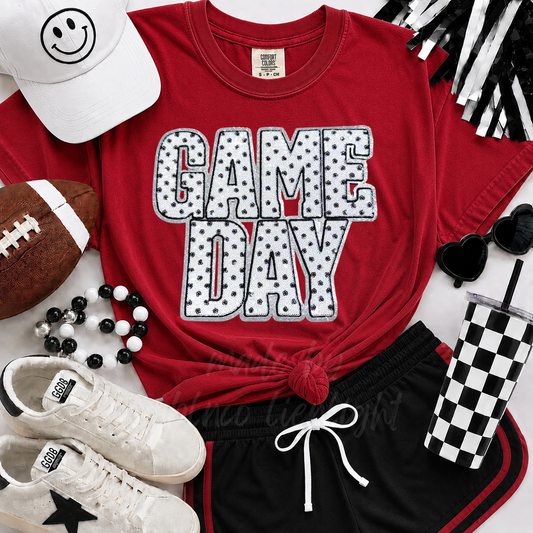Black Polka Dots Game Day Sequin Tshirt & Sweatshirt