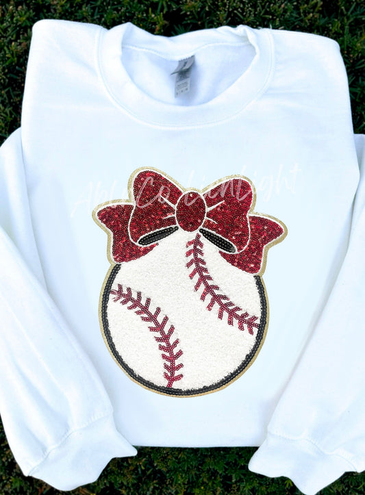 Baseball Bow Ball Sequins Sweatshirt