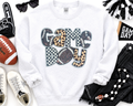 Football Game Day Cheetah Checkered Sequin Patch Sweatshirt