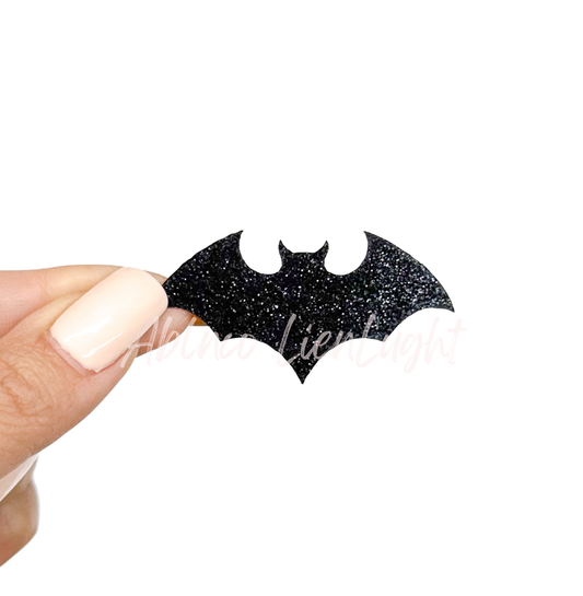 Black Glitter Bat Halloween Iron on Patch