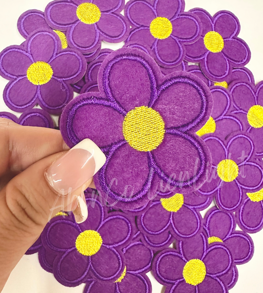 Purple Flower Embroidery Patch
