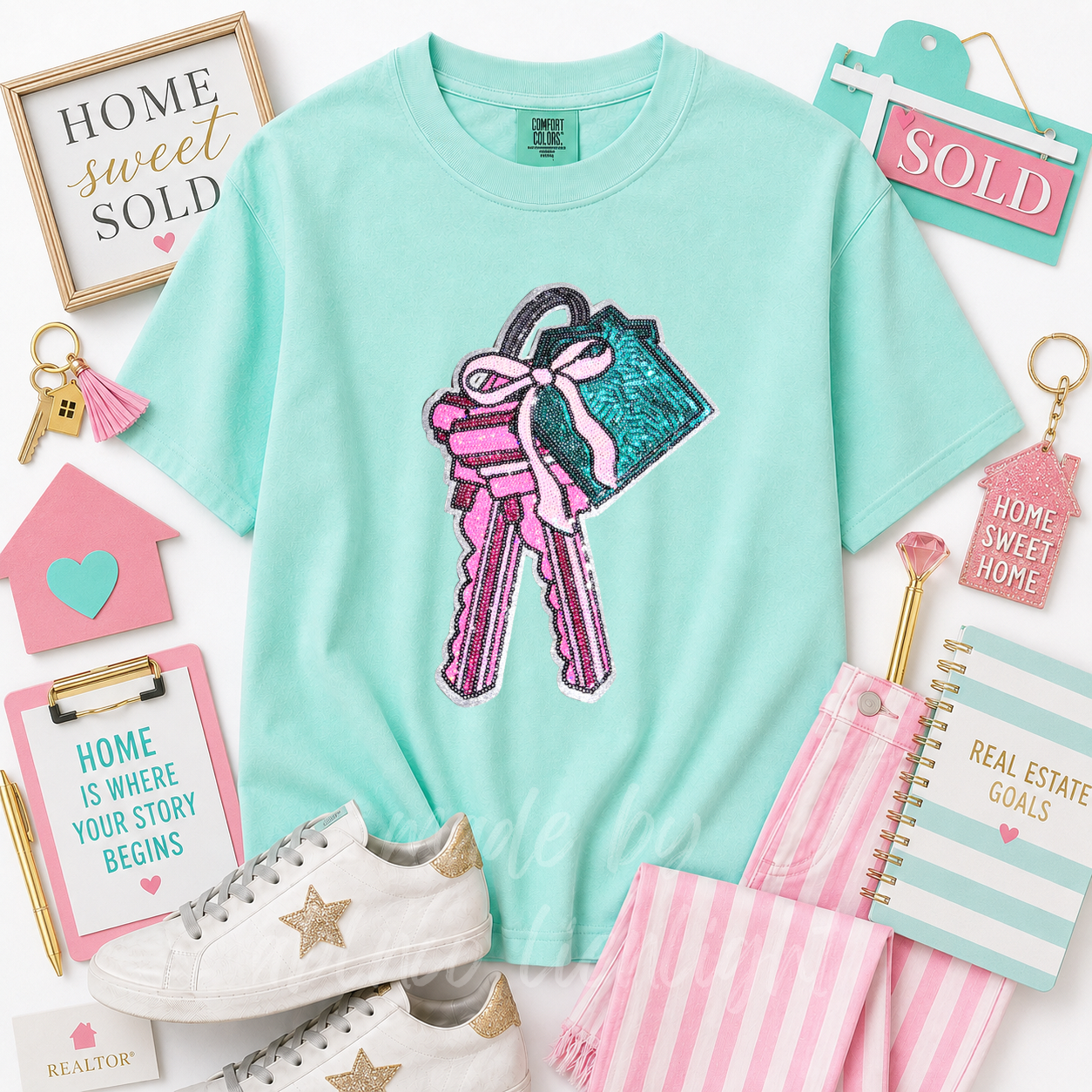 Sweet Home House Keys Sequin Patch - Large