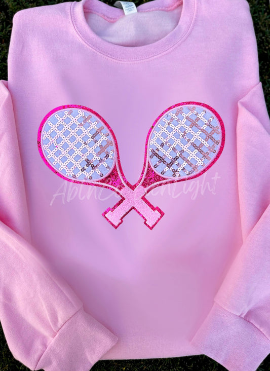 Preppy Pink Tennis Racket Sweatshirt
