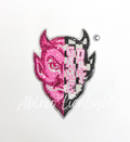 Devils Mascot Pink Checkered Sequin Patch - Large