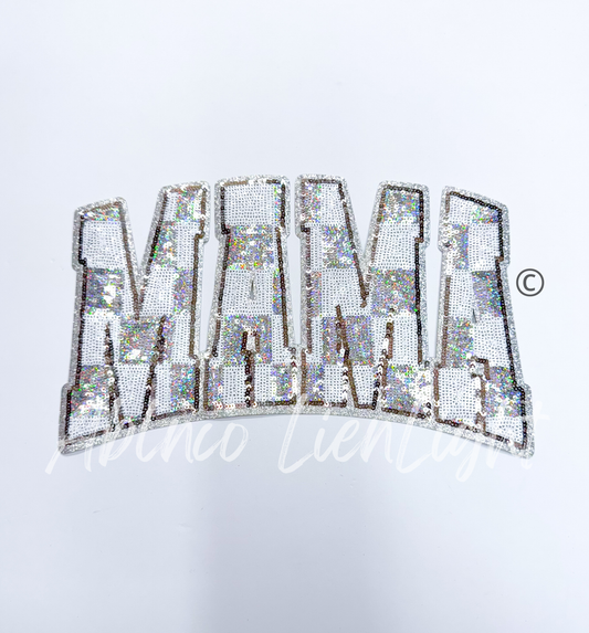 Big Silver Checkered Mama Sequins Patch