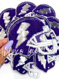 Purple Football Helmet Chenille Sequin Patch
