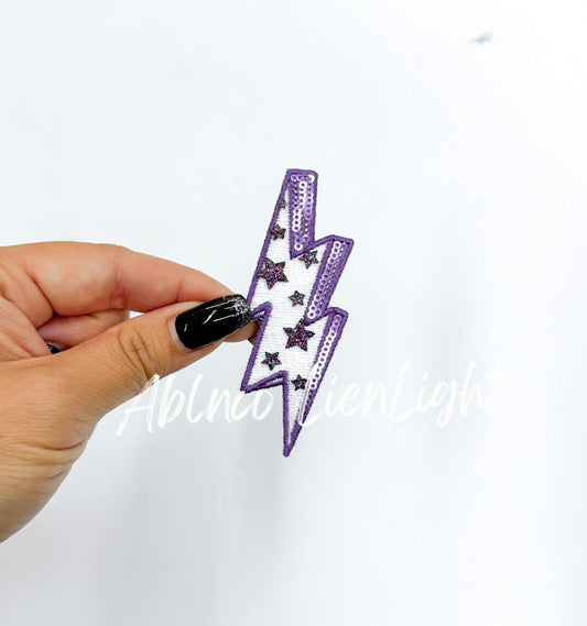 Purple Star Bolt Embroidery Sequin Patch