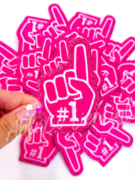 Hot Pink Foam Finger Embroidery Patch