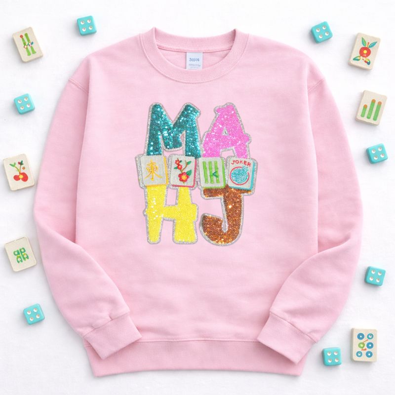 Colorful Mahjong Sequin Patch Sweatshirt