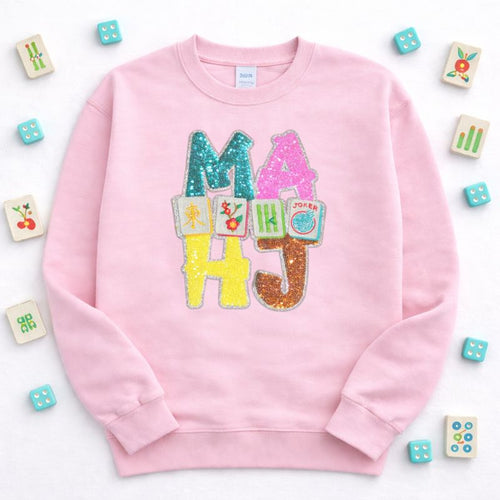 Colorful Mahjong Sequin Patch Sweatshirt