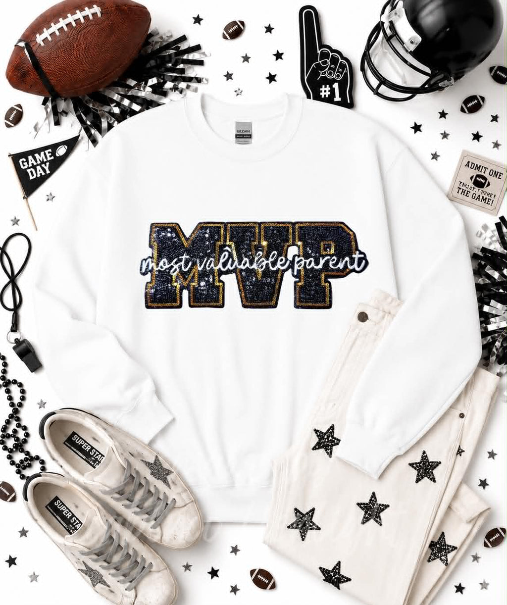 MVP Parent Football Sequin Patch Sweatshirt