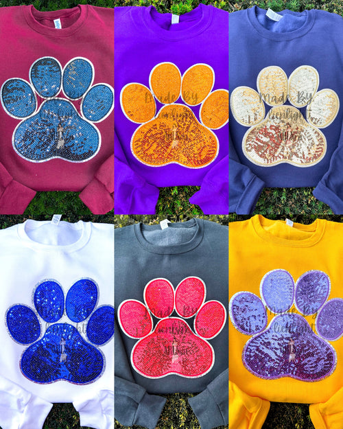 Big Pink Sequin Paw Print Patch