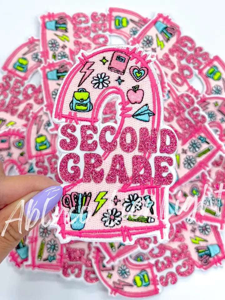 Second Grade School Teach Glitter Patch