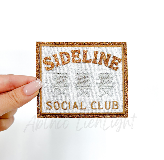 Brown Sideline Social Club Glitter Embroidery Patch