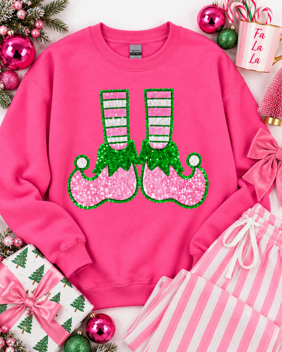 Elf Shoes Christmas Sequin Patch Sweatshirt