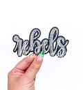 Rebels Mascot Script Sequin Patch - Small