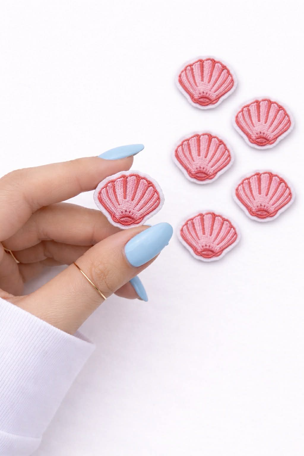 Mini Pink Shell Embroidered Patch