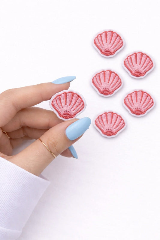 Mini Pink Shell Embroidered Patch