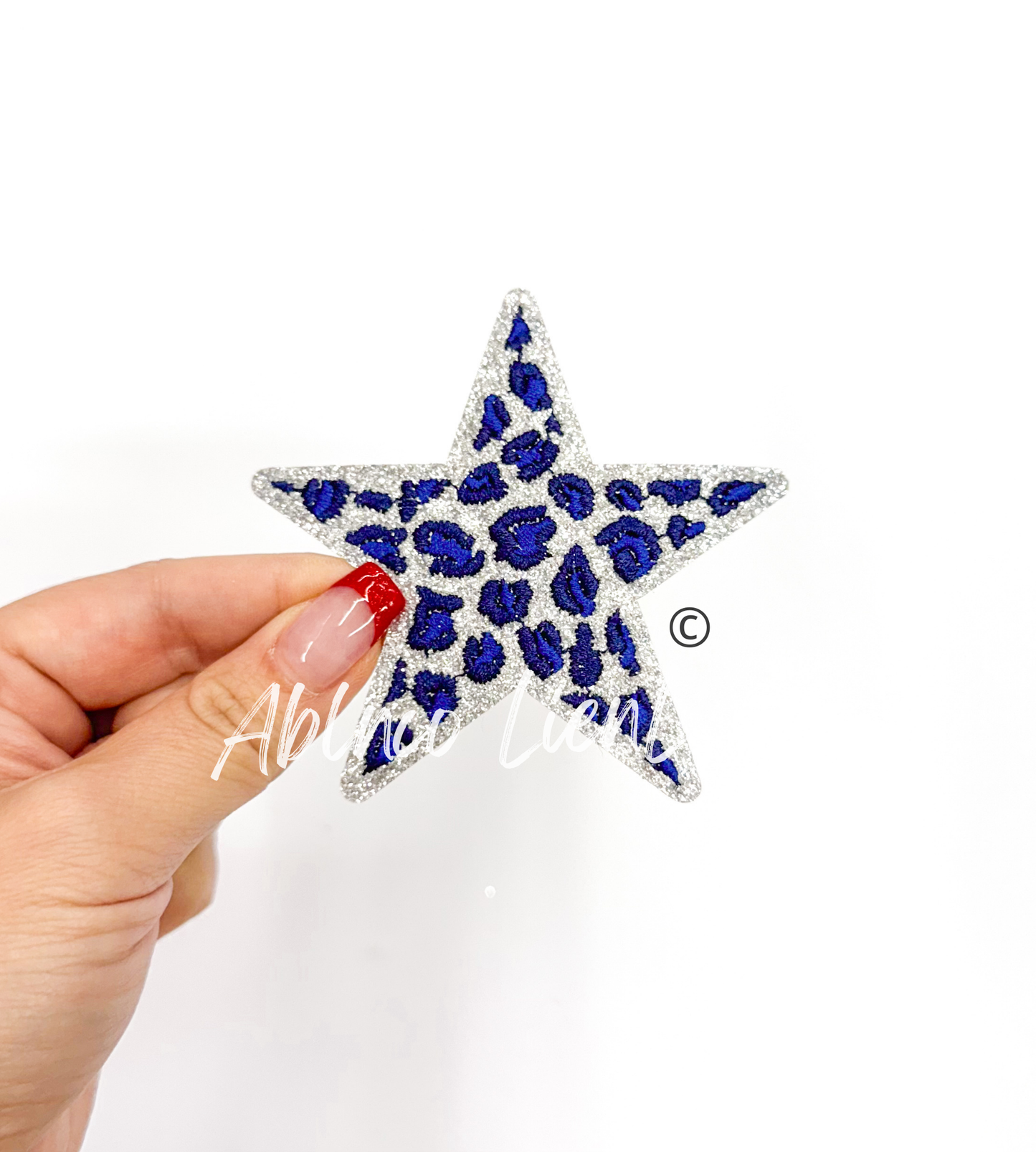 Navy Cheetah Print Glitter Star Patch