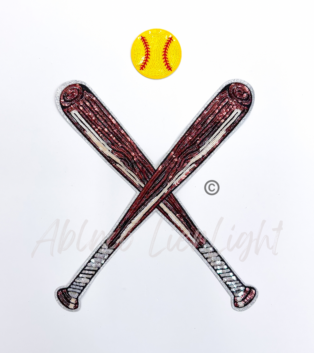 Baseball Softball Batter Bat Sequin Patch