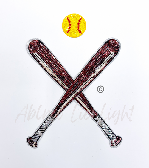 Baseball Softball Batter Bat Sequin Patch