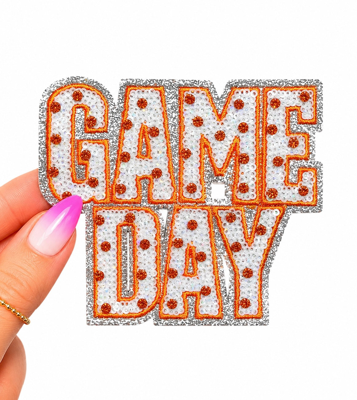 Orange Polka Dots Game Day Sequin Patch - Small