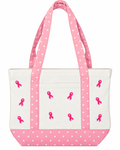 Pink Breast Cancer Ribbon Polka Dot Tote Bag