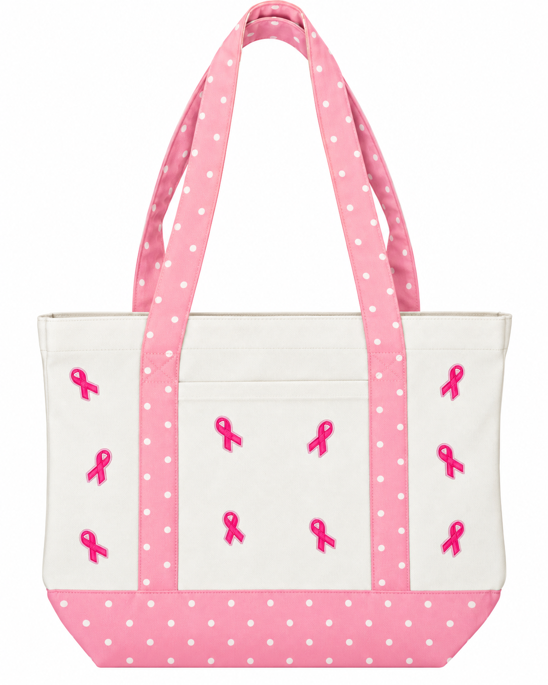 Pink Breast Cancer Ribbon Polka Dot Tote Bag