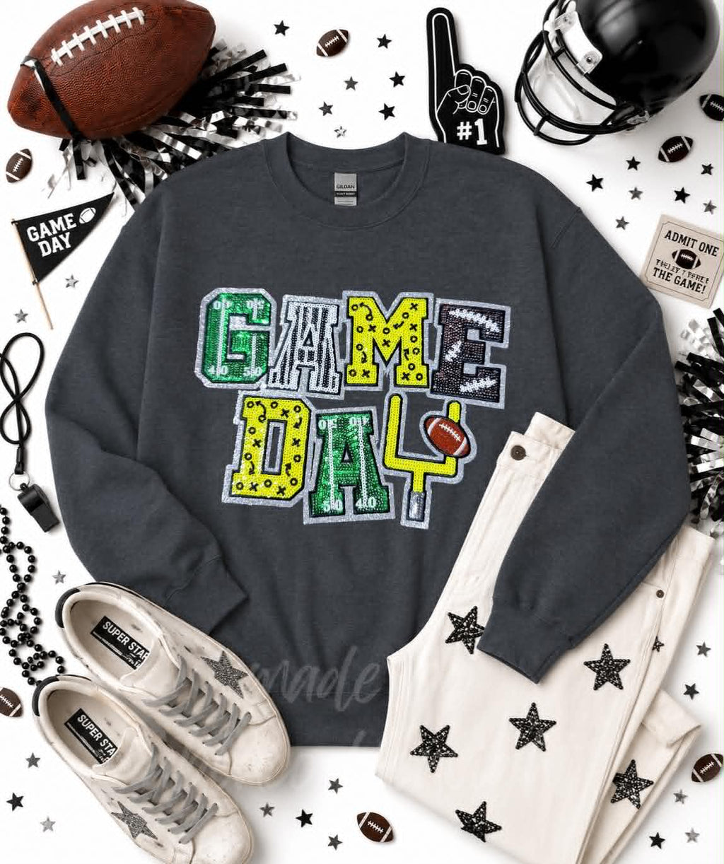 Game Day Plays Football Sequin Patch Sweatshirt
